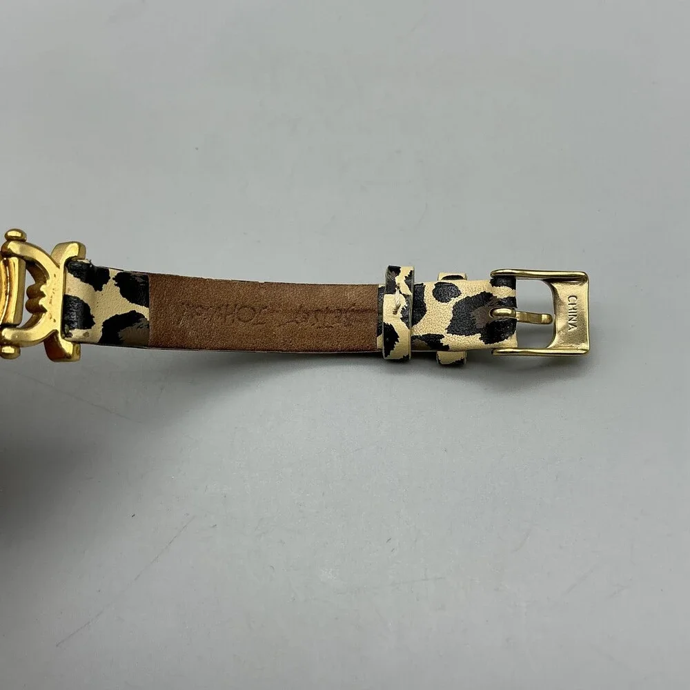 Fossil Womens Watch 23mm White Dial Gold Tone Leopard Leather Band New Battery